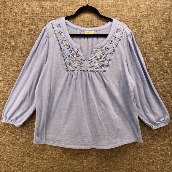 Vintage Tunic Blouse Size 2X Boho Embroidered Floral Festival Summer Cotton - Picture 1 of 11